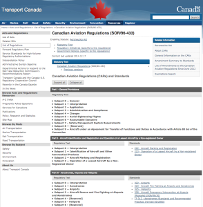 CARs Transport Canada Regulations